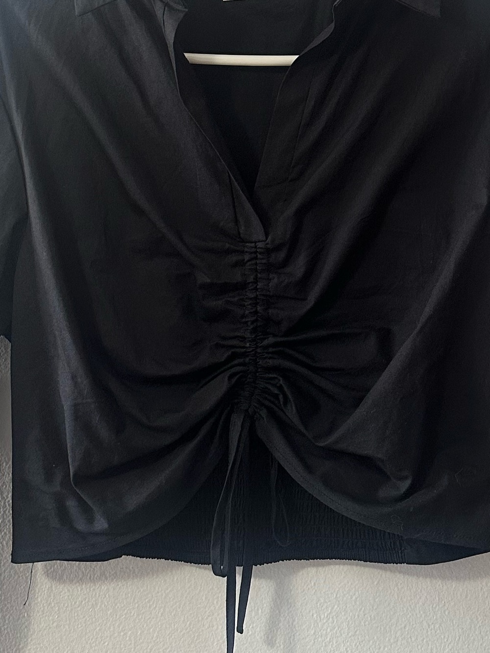 Ardene Black Ruched Drawstring Button-Down Shirt - Picture 5 of 5